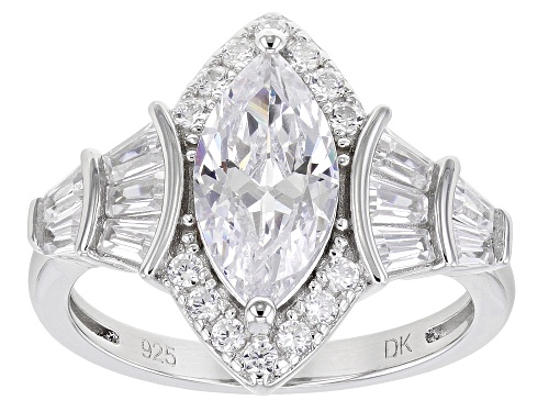 Bella Luce® 3.91ctw White Diamond Simulant Rhodium Over Sterling Silver Ring(2.36ctw DEW) - Size 8