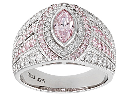 Photo of Bella Luce® 2.55ctw Pink And White Diamond Simulants Rhodium Over Silver Ring (1.54ctw DEW) - Size 12