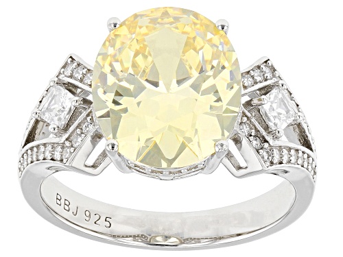 Bella Luce® 8.87ctw Canary And White Diamond Simulants Rhodium Over Sterling Silver Ring - Size 6
