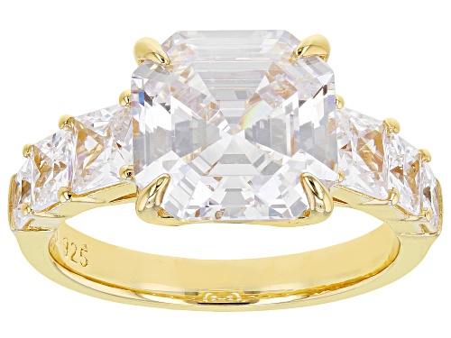 Bella Luce® 10.15ctw White Diamond Simulant Eterno™ Yellow Asscher Cut Gold Ring (6.15ctw DEW) - Size 11