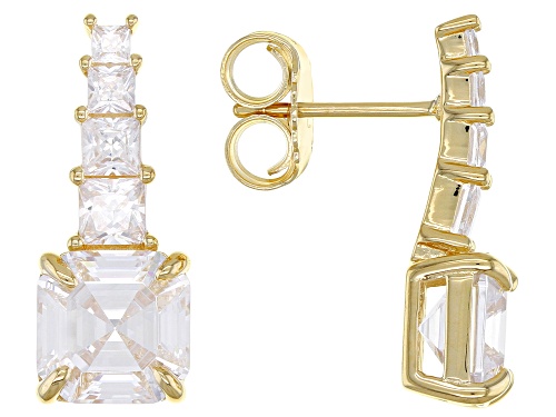 Photo of Bella Luce® 10.05ctw White Diamond Simulant Eterno™ Yellow Gold Asscher Cut Earrings (6.09ctw DEW)