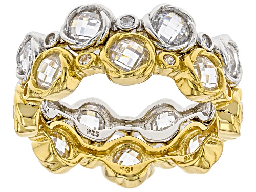 Bella Luce® 7.25ctw White Diamond Simulant Rhodium And Eterno™ Yellow Over Silver 2 Ring Set - Size 6