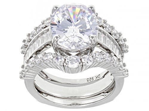 Bella Luce® 10.18ctw White Diamond Simulant Rhodium Over Sterling Silver Ring Set(7.26ctw DEW) - Size 8