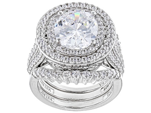 Bella Luce® 6.95ctw White Diamond Simulant Platinum Over Sterling Silver Ring Set(4.21ctw DEW) - Size 5