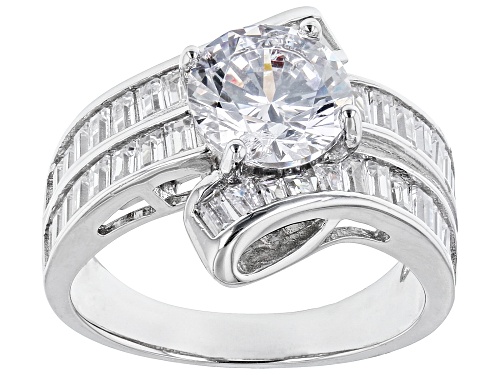 Bella Luce® 6.13ctw White Diamond Simulant Rhodium Over Sterling Silver Ring(3.71ctw DEW) - Size 10