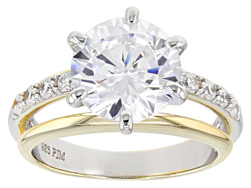 Bella Luce® 6.53ctw White Diamond Simulant Rhodium Over Sterling Silver And Eterno™ Yellow Ring - Size 10