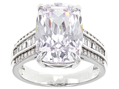 Bella Luce® 12.72ctw White Diamond Simulant Rhodium Over Sterling Silver Ring (7.70ctw DEW) - Size 11