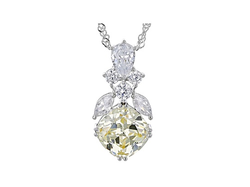 Bella Luce® 9.44ctw Canary And White Diamond Simulants Rhodium Over Silver Pendant With Chain