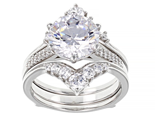 Bella Luce® 8.56ctw White Diamond Simulant Platinum Over Sterling Silver 2 Ring Set - Size 5