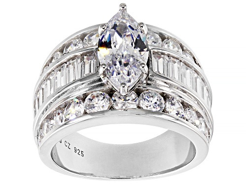 Bella Luce® 8.65ctw White Diamond Simulant Rhodium Over Sterling Silver Ring(5.24ctw DEW) - Size 8