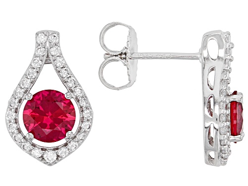 Photo of Bella Luce® 2.56ctw Lab Created Ruby And White Diamond Simulants Platinum Over Silver Earrings