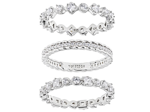 Bella Luce® 2.80ctw White Diamond Simulant Rhodium Over Sterling Silver 3 Ring Set - Size 7