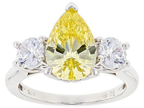 Photo of Bella Luce® 6.31ctw Canary And White Diamond Simulants Rhodium Over Sterling Silver Ring - Size 9