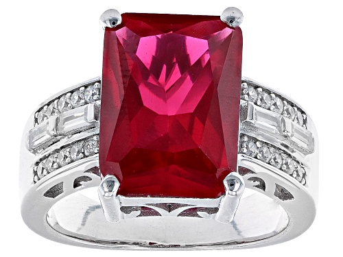 Bella Luce® 9.63ctw Lab Created Ruby And White Diamond Simulants Rhodium Over Sterling Silver Ring - Size 6