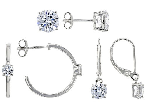 Bella Luce® 10.50ctw White Diamond Simulant Rhodium Over Sterling Silver Earring Set (6.36ctw DEW)