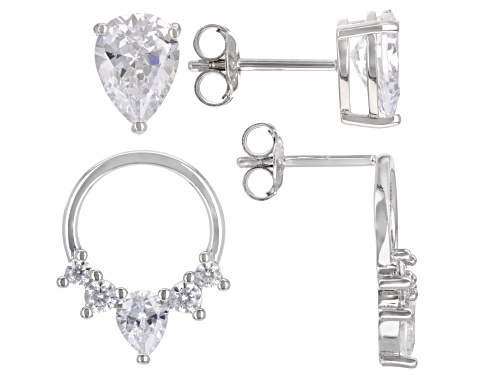 Photo of Bella Luce® 5.57ctw White Diamond Simulant Rhodium Over Sterling Silver Earring Set