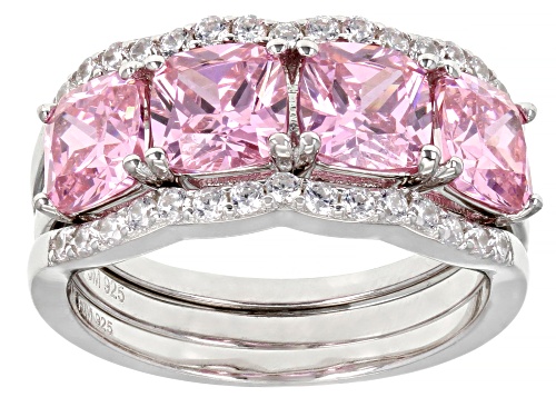 Photo of Bella Luce® 7.54ctw Pink And White Diamond Simulants Rhodium Over Sterling Silver 3 Ring Set - Size 5