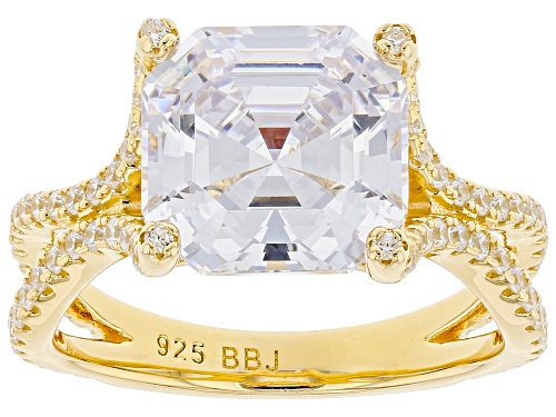 Bella Luce® 8.72ctw White Diamond Simulant Eterno™ Yellow Over Silver Asscher Cut Ring - Size 10