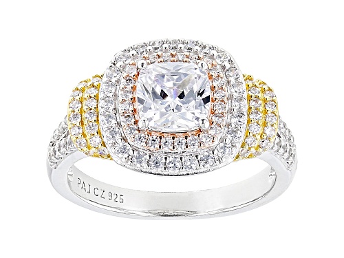 Bella Luce® 2.53ctwWhite Diamond Simulant Rhodium Over Silver And Eterno™ Yellow and Rose Ring - Size 11