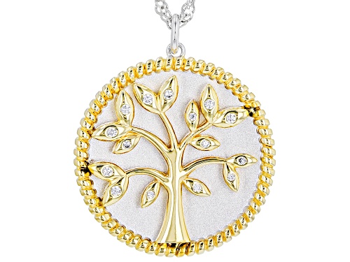 Photo of Bella Luce® 0.17ctw White Diamond Simulant Rhodium And Eterno™ Yellow Tree Necklace - Size 18