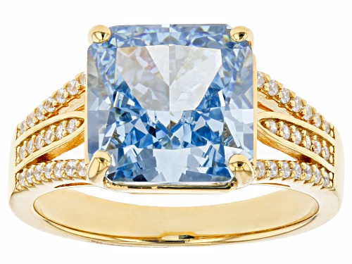 Photo of Bella Luce® 10.77ctw Blue And White Diamond Simulants Eterno™ Yellow Starry Cut Ring(6.52ctw DEW) - Size 6