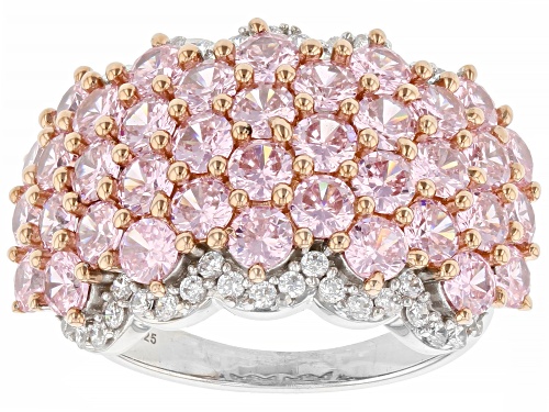 Bella Luce® 8.30ctw Pink And White Diamond Simulants Platinum Over Sterling Silver Ring - Size 12