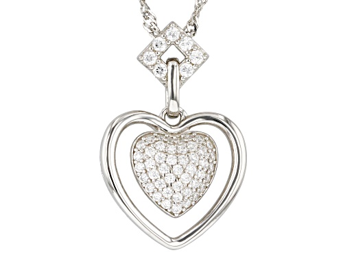 Bella Luce® 0.95ctw White Diamond Simulant Platinum Over Silver Heart Pendant(0.57ctw DEW)