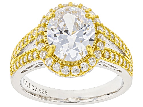 Bella Luce® 4.77ctw White Diamond Simulant Rhodium Over Silver And Eterno™ Yellow Ring(2.89ctw DEW) - Size 12