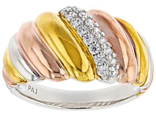 Photo of Bella Luce® 0.40ctw White Diamond Simulant Eterno™ Yellow And Rose And Platinum Over Silver Ring - Size 5