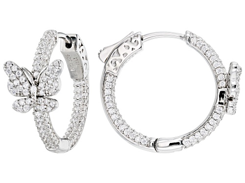 Bella Luce® 2.25ctw White Diamond Simulant Rhodium Over Sterling Silver Butterfly Hoops