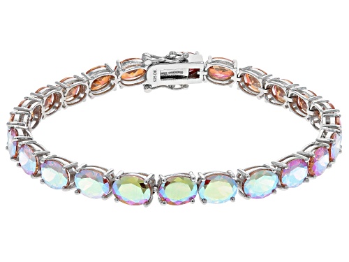 Bella Luce® 41.00ctw Champagne Aurora Borealis   Rhodium Over Silver Tennis Bracelet - Size 8