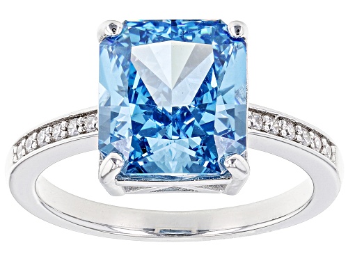 Photo of Bella Luce® 8.68ctw Blue And White Diamond Simulants Platinum Over Sterling Silver Starry Cut Ring - Size 9