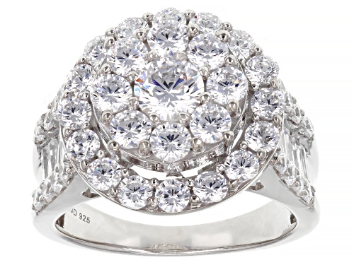Bella Luce® 6.20ctw White Diamond Simulant Rhodium Over Sterling Silver Ring (3.75ctw DEW) - Size 7