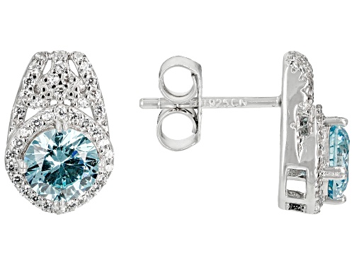 Bella Luce® 3.56ctw Aquamarine And White Diamond Simulants Rhodium Over Silver Earrings(2.16ctw DEW)
