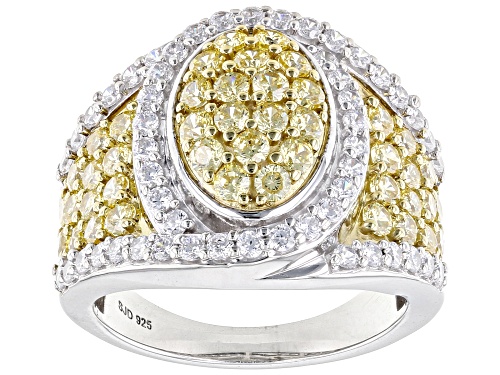 Bella Luce® 4.00ctw Yellow And White Diamond Simulants Rhodium Over Silver Ring (2.42ctw DEW) - Size 6