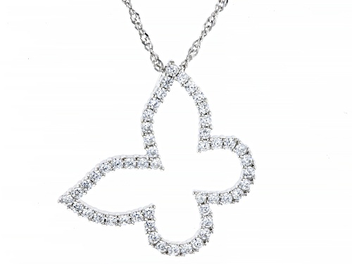 Bella Luce® 1.26ctw White Diamond Simulant Platinum Over Silver Butterfly Pendant With Chain