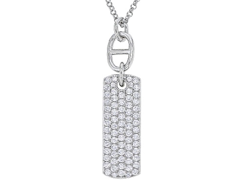 Photo of Bella Luce® 1.72ctw White Diamond Simulant Platinum Over Sterling Silver Dog Tag Necklace - Size 18