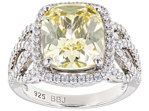 Bella Luce® 10.41ctw Canary and White Diamond Simulants Rhodium Over Sterling Silver Ring - Size 7