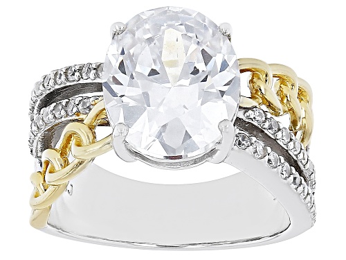 Bella Luce® 7.66ctw White Diamond Simulant Rhodium And 18k Yellow Gold Over Silver Ring(4.64ctw DEW) - Size 10