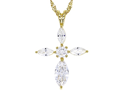 Bella Luce® 2.88ctw White Diamond Simulant Eterno™ Yellow Cross Pendant With Chain(1.75ctw DEW)