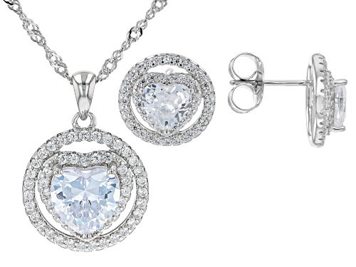 Bella Luce® 6.23ctw White Diamond Simulant Rhodium Over Sterling Silver Jewelry Set(3.78ctw DEW)