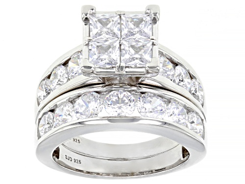 Bella Luce® 6.20ctw White Diamond Simulant Rhodium Over Sterling Silver Ring With Band(3.76ctw DEW) - Size 10