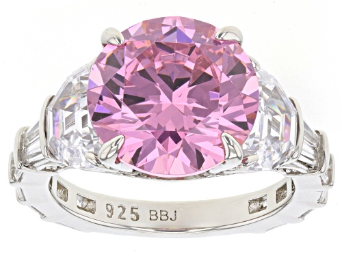 Bella Luce® 16.35ctw Pink And White Diamond Simulants Platinum Over Silver Ring(9.91ctw DEW) - Size 9