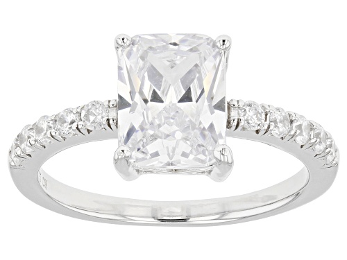 Photo of Bella Luce® 4.35ctw White Diamond Simulant Rectangular Cushion Rhodium Over Silver Ring(2.63ctw DEW) - Size 12