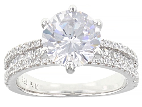 Bella Luce® 5.54ctw White Diamond Simulant Rhodium Over Sterling Silver Ring(3.35ctw DEW) - Size 12