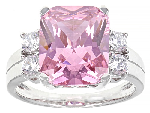 Bella Luce® 9.22ctw Pink And White Diamond Simulants Rhodium Over Sterling Silver Ring (5.58ctw DEW) - Size 7