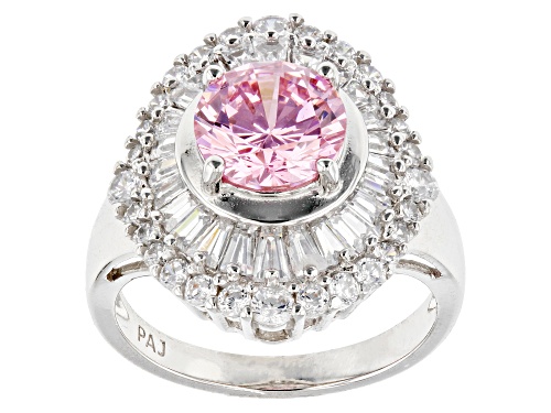 Bella Luce® 5.38ctw Pink And White Diamond Simulants Platinum Over Silver Ring (3.26ctw DEW) - Size 10
