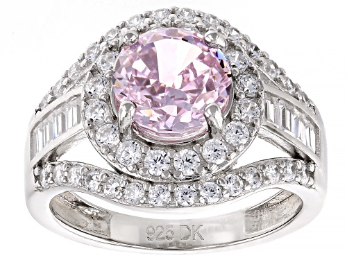 Bella Luce® 9.37ctw Pink And White Diamond Simulants Platinum Over Silver Ring (5.67ctw DEW) - Size 8