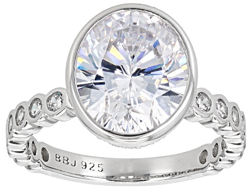 Bella Luce® 11.35ctw White Diamond Simulant Rhodium Over Sterling Silver Ring (6.88ctw DEW) - Size 7