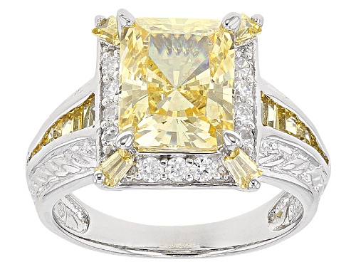 Bella Luce ® 7.32ctw Canary Diamond Simulant Rhodium & 18k Yellow Gold Over Sterling Silver Ring - Size 5